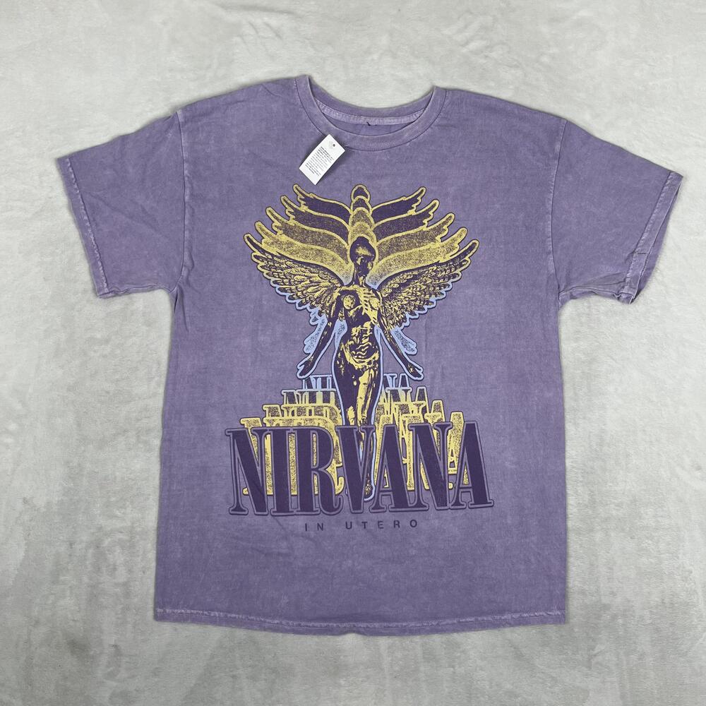 Nirvana In Utero T-Shirt Womens Large Purple Angel Rock Band Tee Retro Vintage